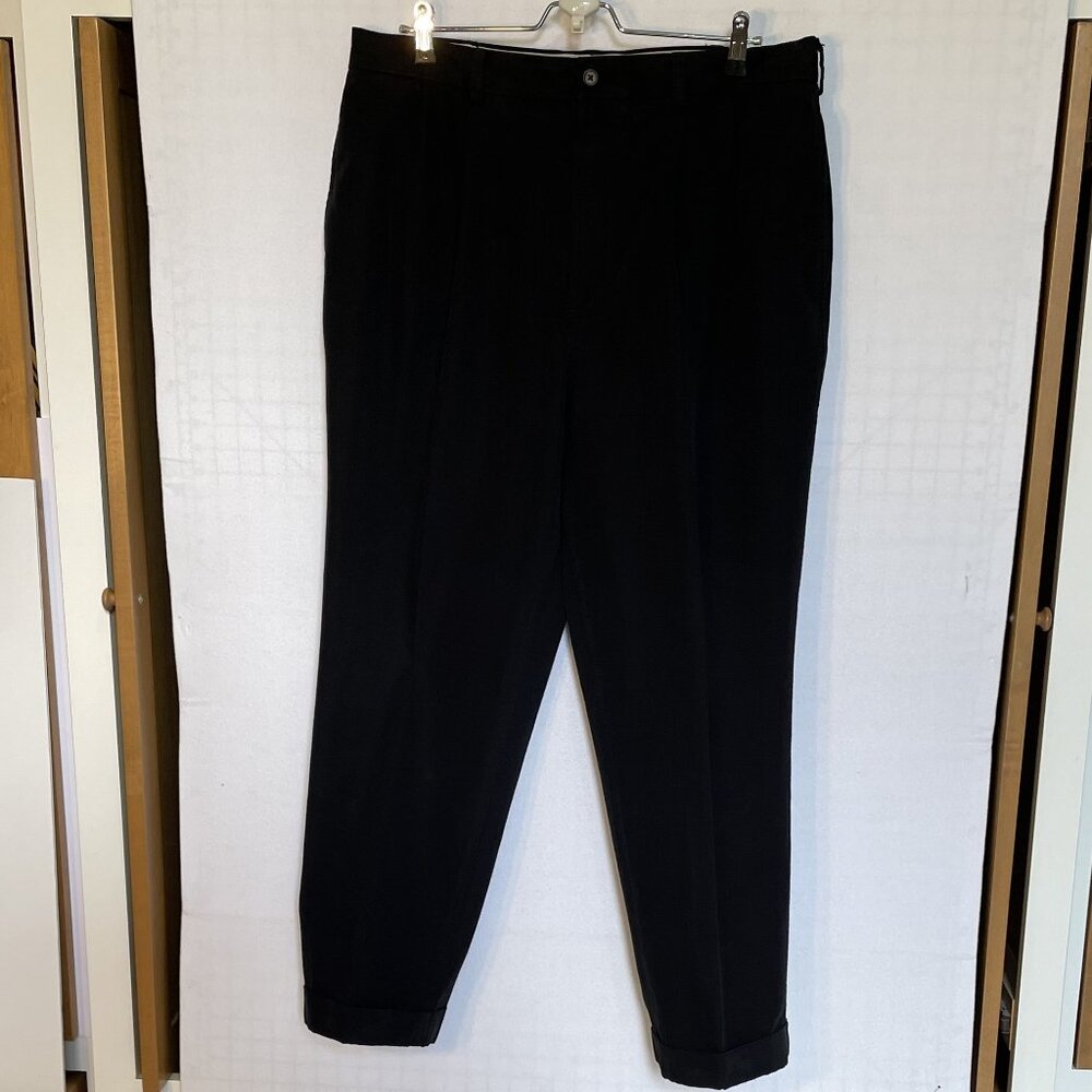 Daniel Cremieux Men's 100% Cotton Salon Chino-Pleated front,cuffs Black Sz 36/29